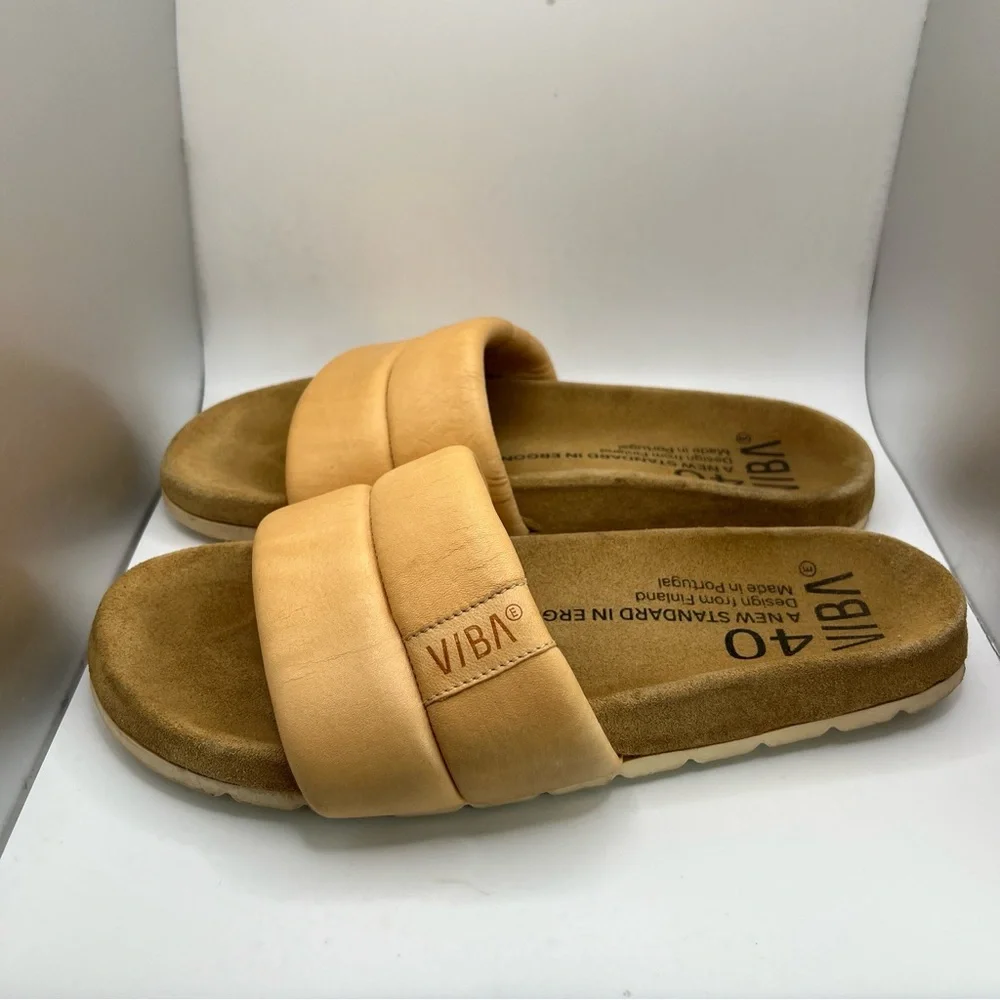 VIBA Padded Slide Sandals in Tan - Picture 2 of 10